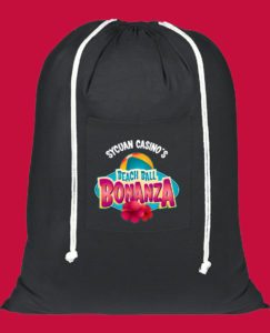Polyester laundry bag printed with Promo HD custom heat transfers.
